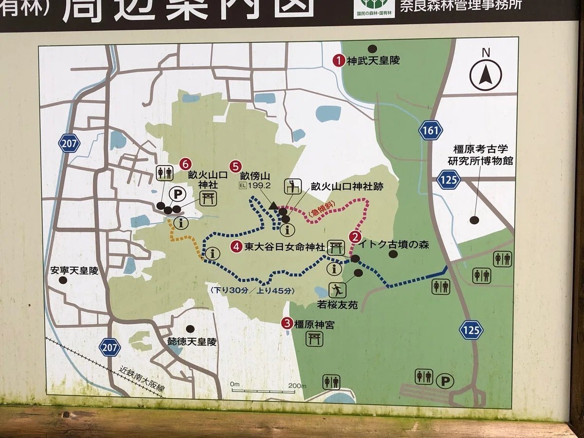畝傍山山頂周辺図
