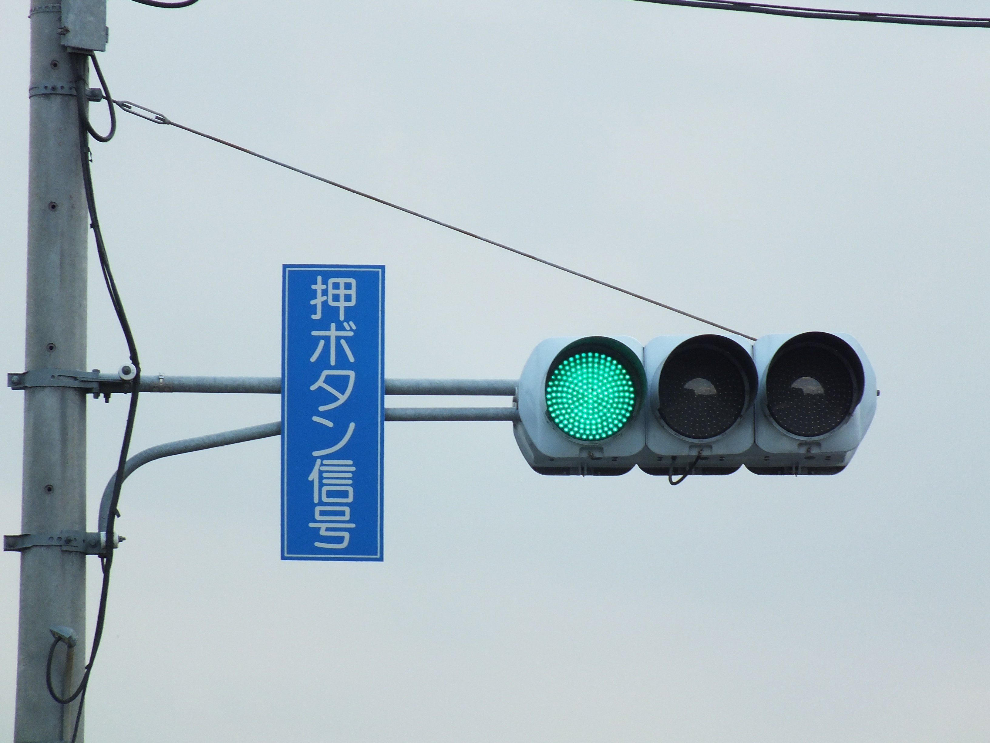 伊勢崎-408】青だけ素子欠けの小糸DK2の押ボタン信号 in 伊勢崎市波