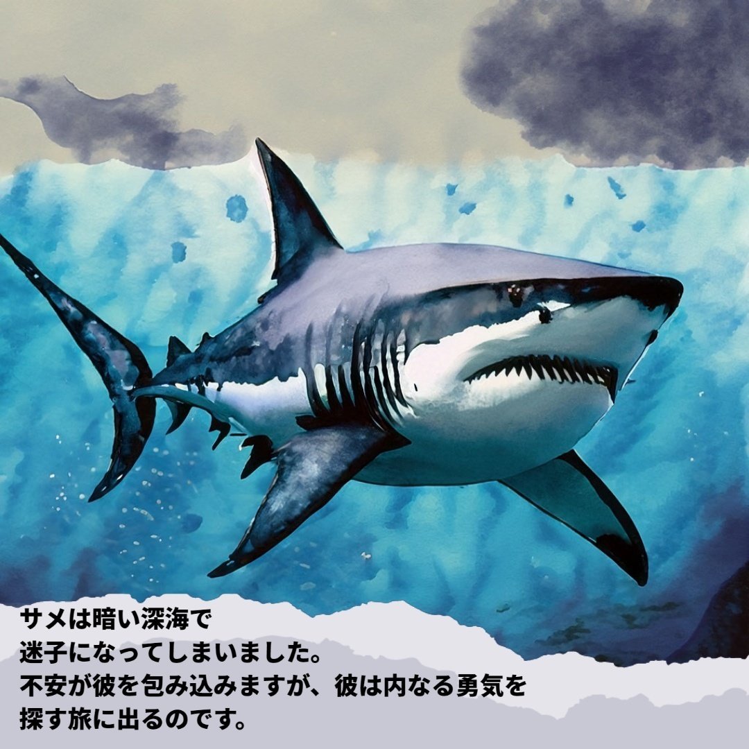 ⚠︎B級品⚠︎+在庫処分限定1点♪サメの泳ぐ海の底♪ 絵本『サメの心の旅』｜マッタ