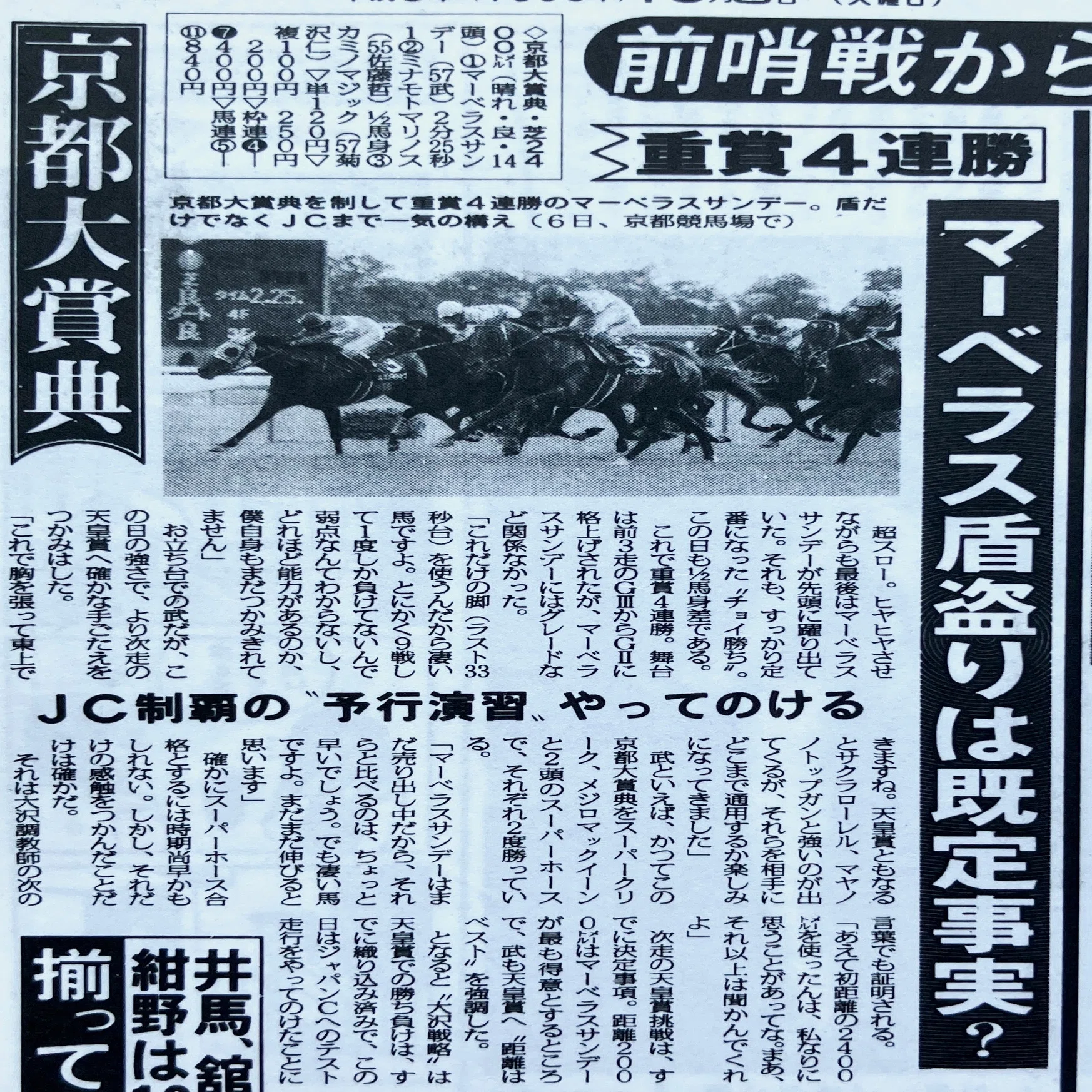 マベちん実装！マーベラスサンデーの連勝・挫折・悲願を「東スポ」で 