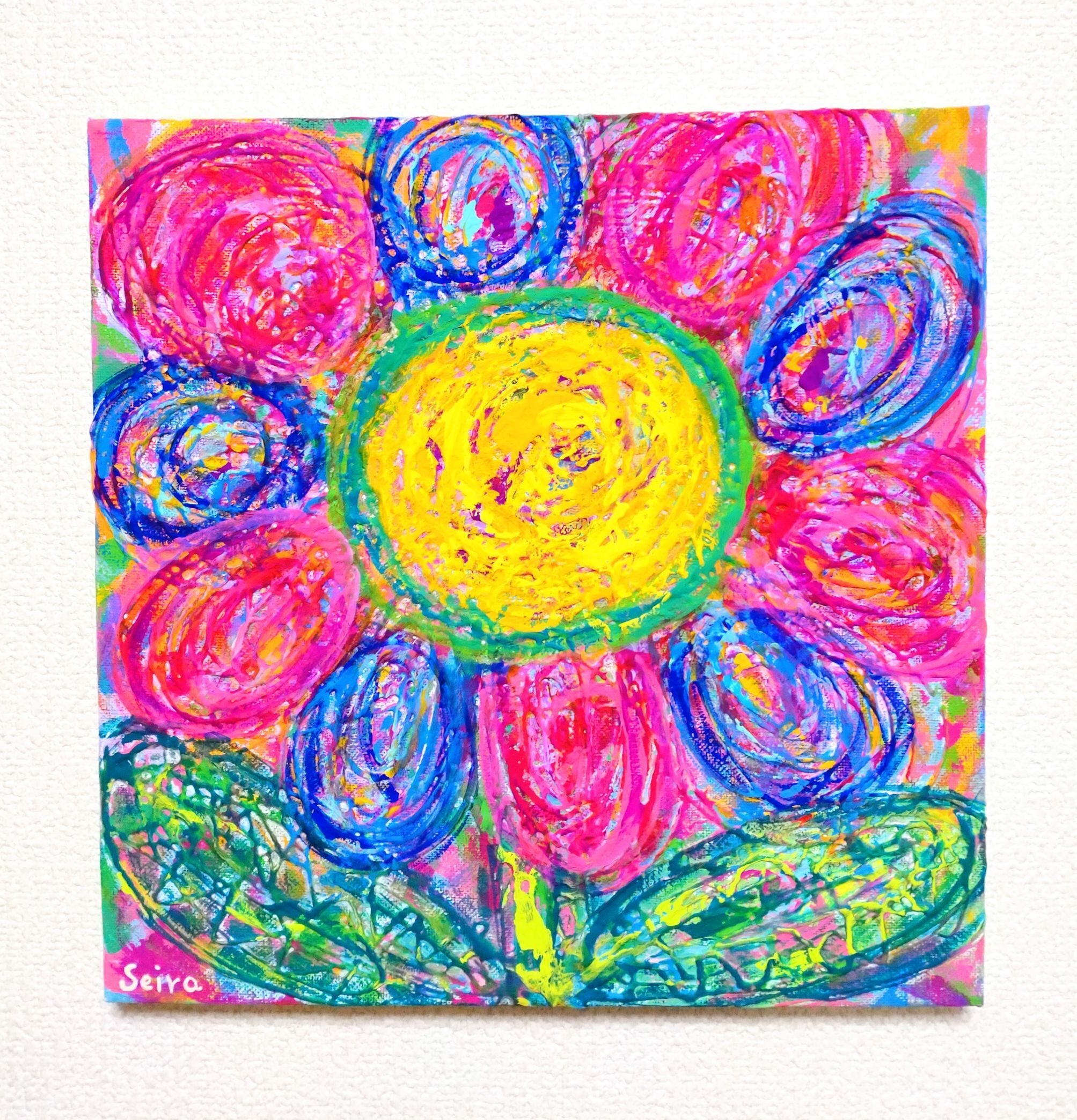 3歳の花（S3 アクリル ガラス絵の具）｜☆seiraの作品部屋☆