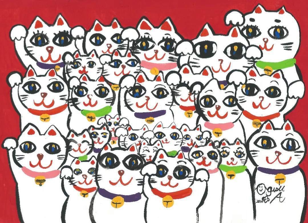 ネモフィラの作品　ハッピー太陽画家　小楠アキコ作品 絵画 縦もようのひまわり ハッピー太陽画家 小楠アキコ作品