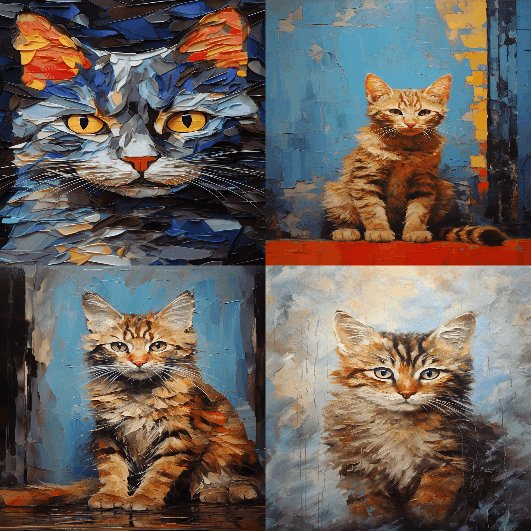 AI猫写真 vol.77 絵の具の重なりが印象的な猫アート｜Yoshihiro