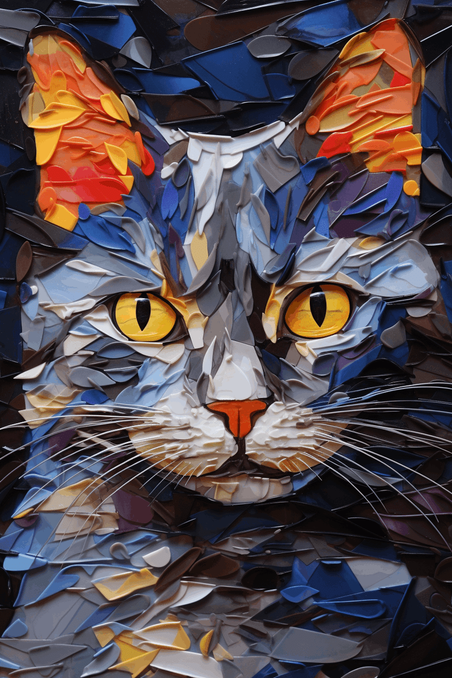 AI猫写真 vol.77 絵の具の重なりが印象的な猫アート｜Yoshihiro