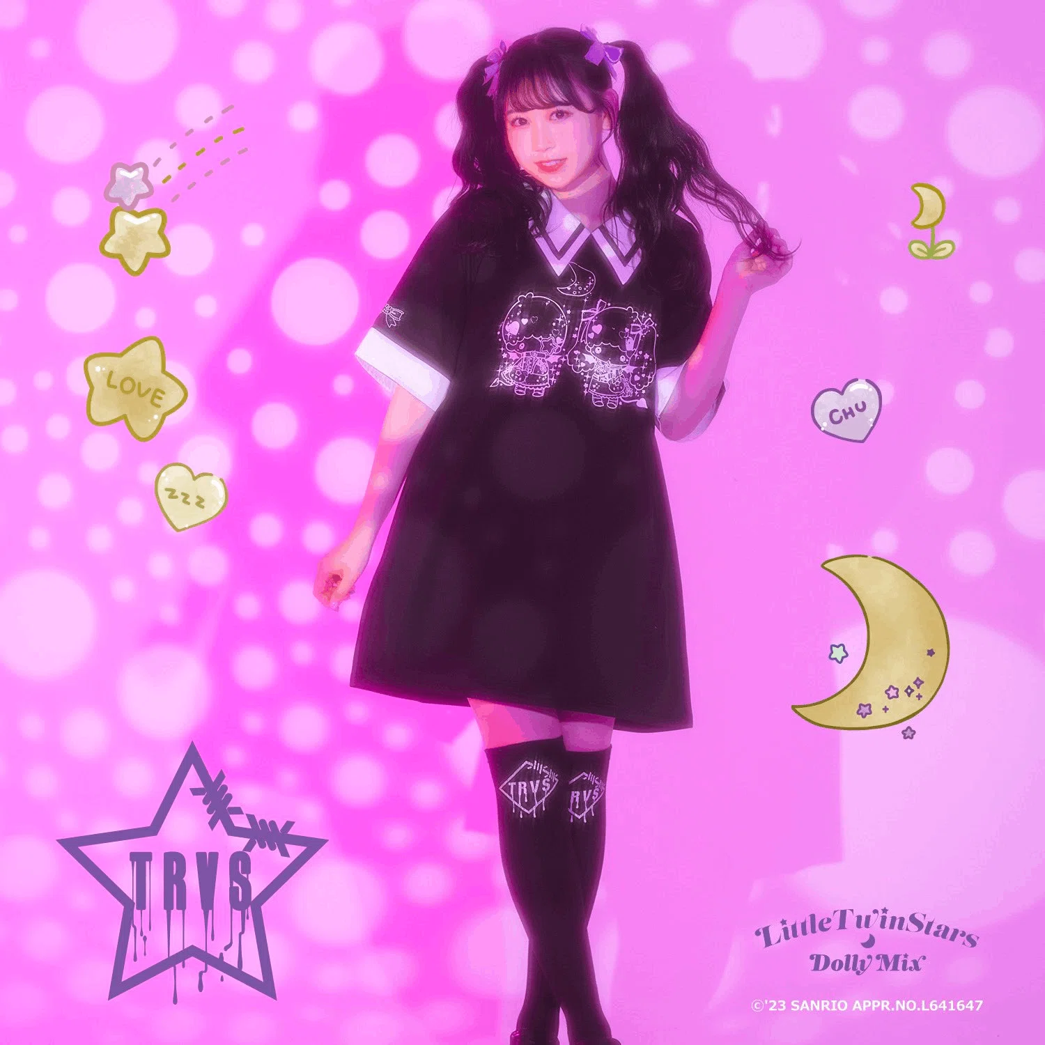 TRAVAS TOKYO サンリオ リトルツインスターズ Tシャツ ホワイト サンリオキャラクターズコラボ リトルツインスターズ Tシャツ | MUVEIL