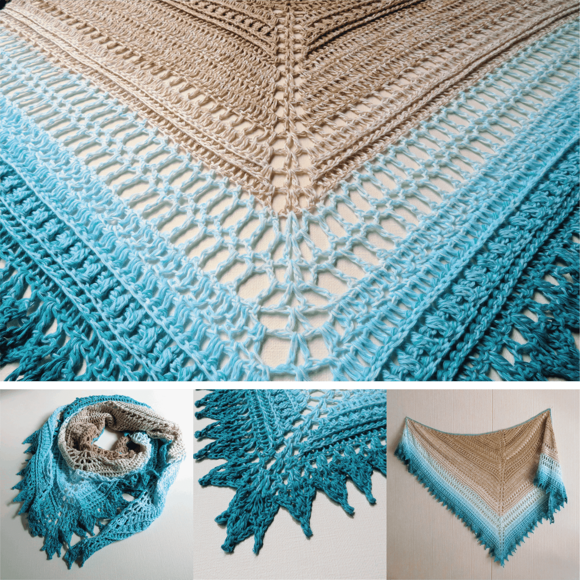 Pattern / Shiori Shawl｜笠石あき--かぎ針編み・レース編みの編み図