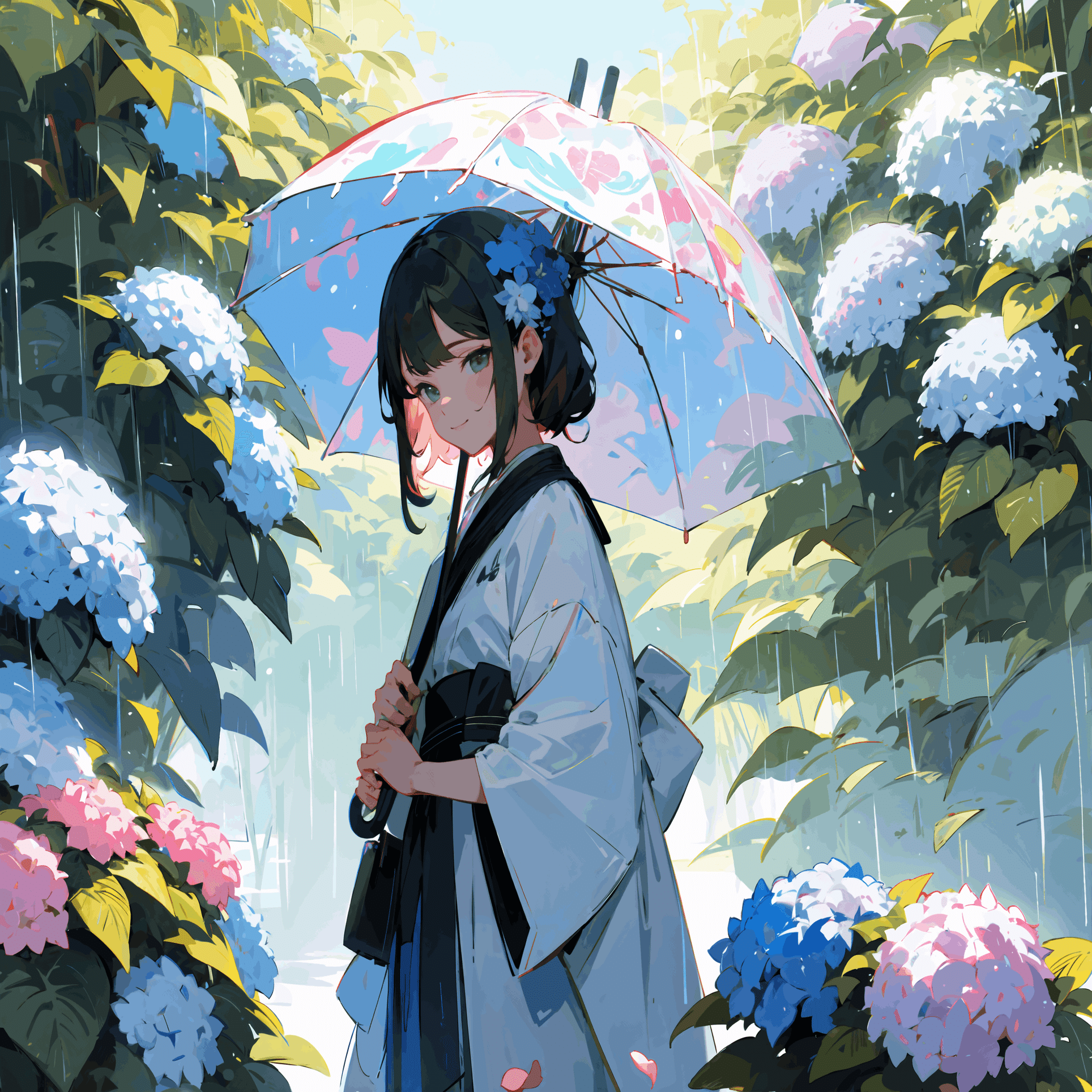 AIイラスト】紫陽花と少女を描いて疲れ果てる｜aomine ~note発掘隊~