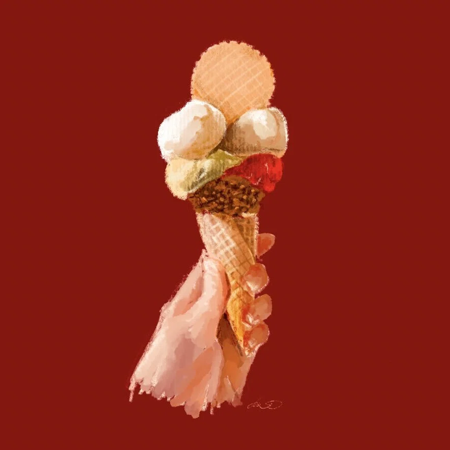 ジェラート　絵画 ジェラート食べたい🍨｜Rei@イラストレーター🇯🇵🇮🇹