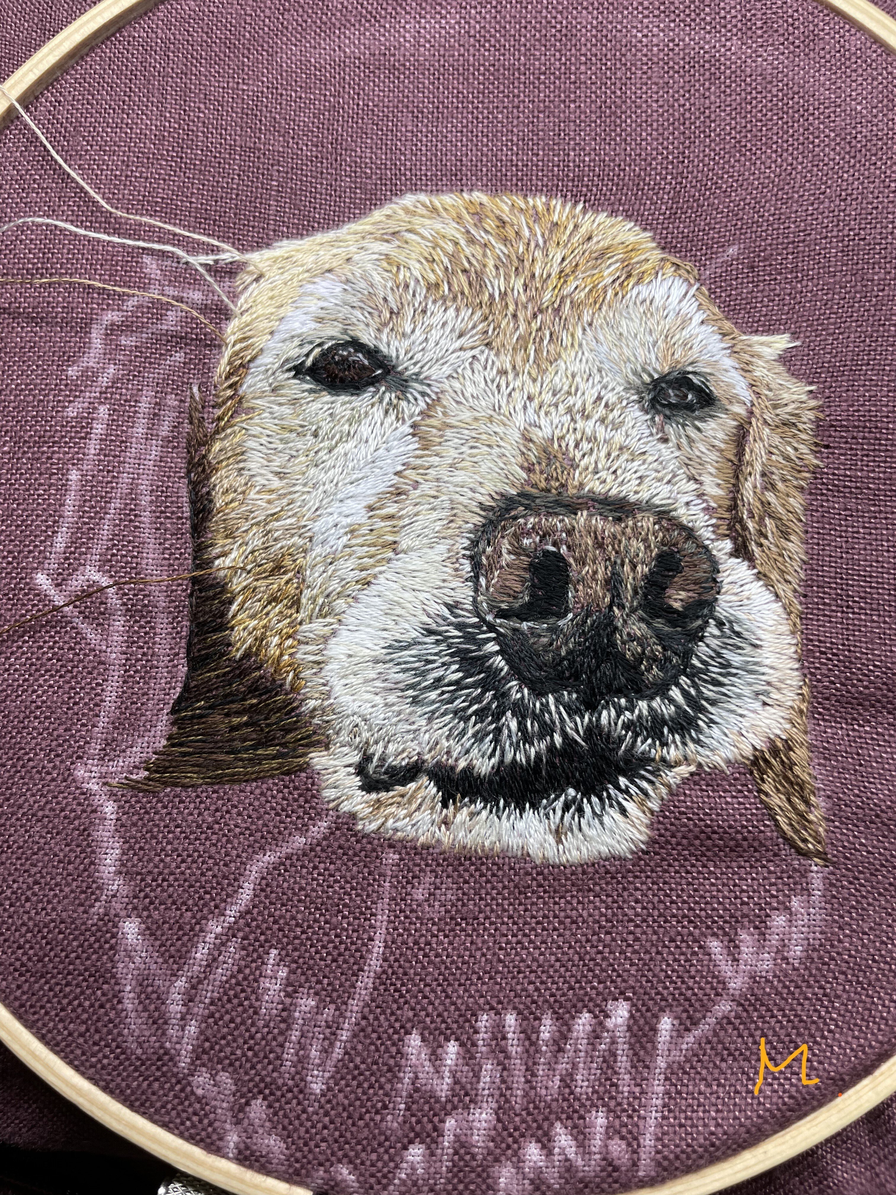 ゴールデンレトリバー・刺繍 5-1(前編)|メグ工房 *** ゴールデンレトリバー・刺繍 5-1(前編)|メグ工房 ***