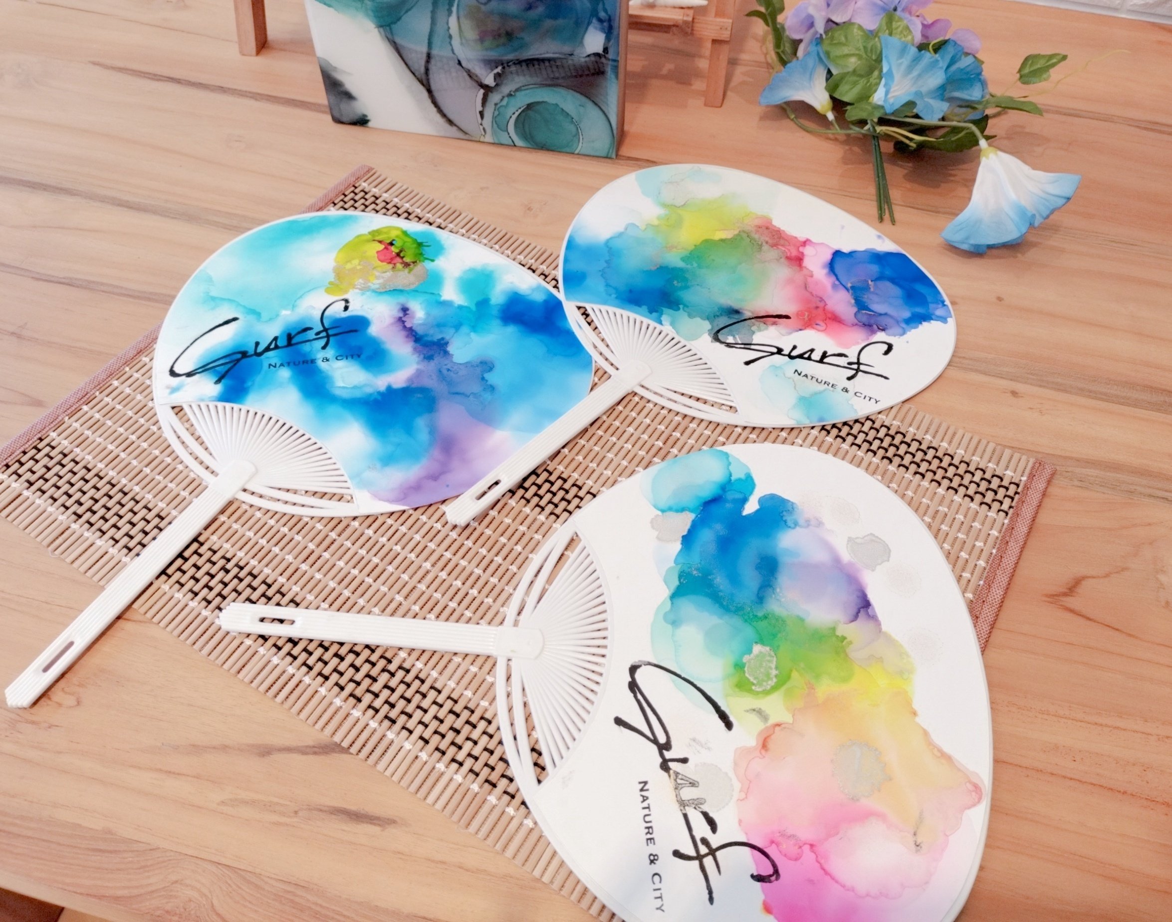 うちわアート surfとアルコールインクアートがコラボ！？うちわ作り体験会を開催しま