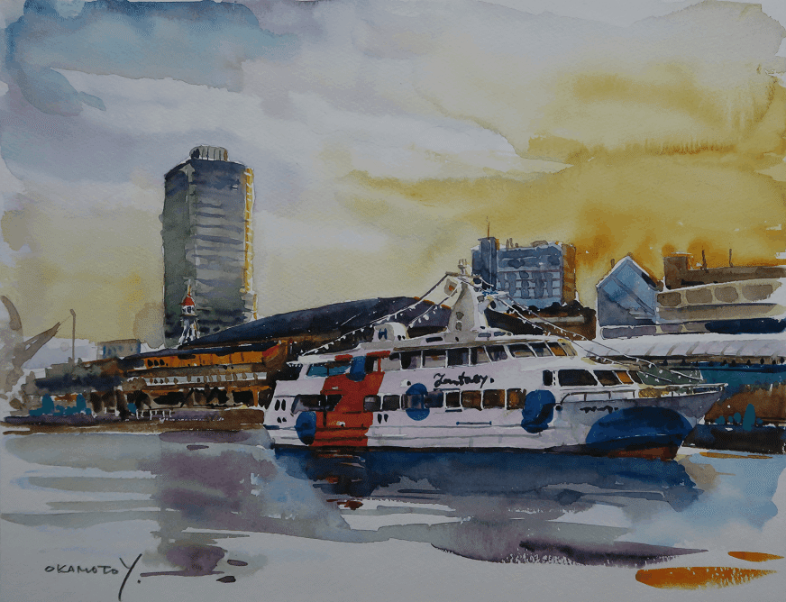 神戸メリケンパーク界隈／海辺の水彩画｜海の音 - umi no oto - by FURUNO