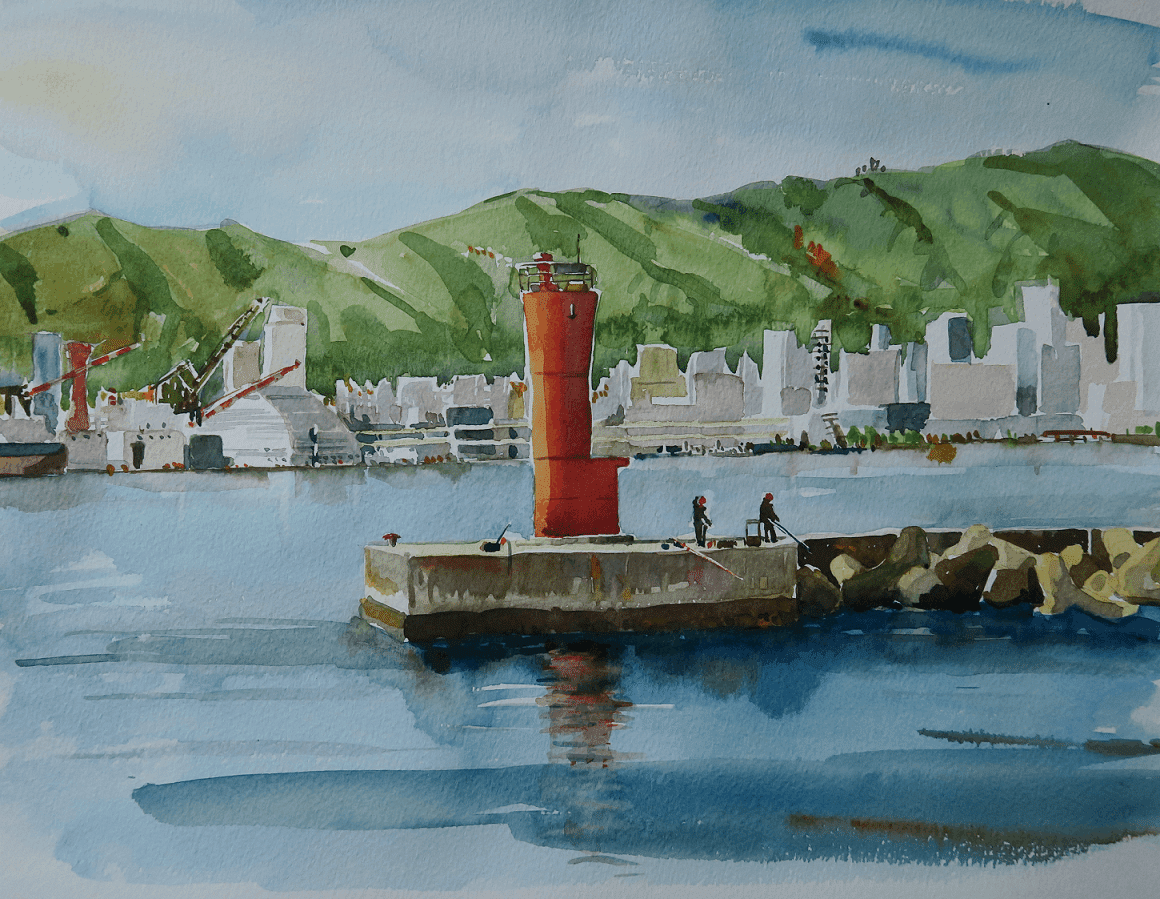 神戸メリケンパーク界隈／海辺の水彩画｜海の音 - umi no oto - by FURUNO