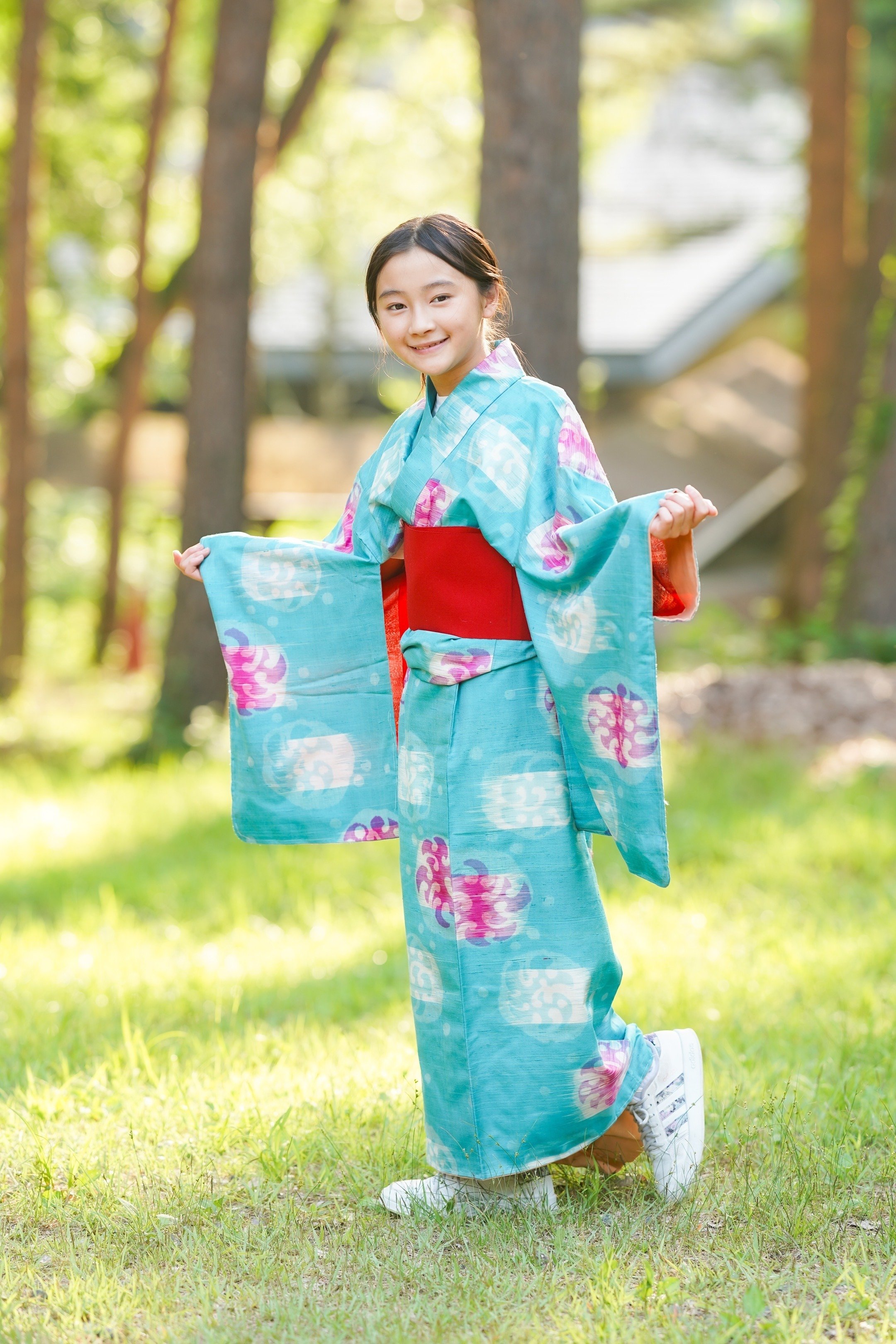 <Umeko>U202 身丈150cm 銘仙 着物☆☆☆ツヤ感 銘仙・着物ワークショップ】地球の裏側、密接な関係 ブラジル🇧🇷×日本
