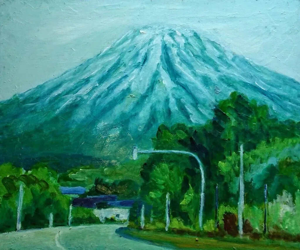 羊蹄山(春)油彩画 羊蹄山(ニセコ町)｜北海道の熊おやじ〜北海道の179市町村の歴史と観光