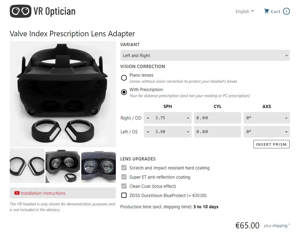 VR】Valve INDEX用レンズを買った話｜bond5118