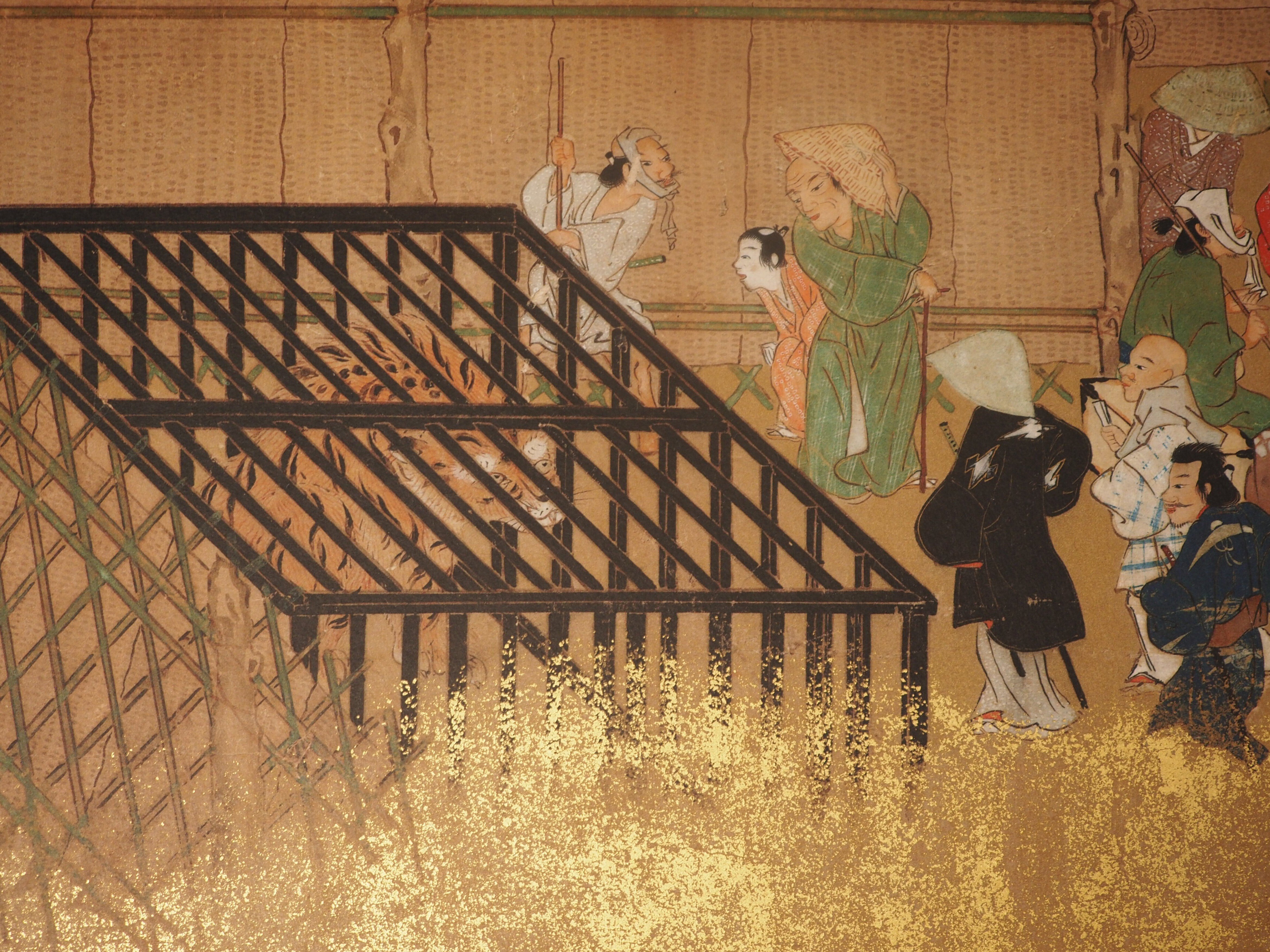 四条河原遊楽図屏風、超希少・大判画集画、新品高級額装付 風景 遊興系尺八奏者たち☆『四条河原遊楽図屏風』より｜kataha