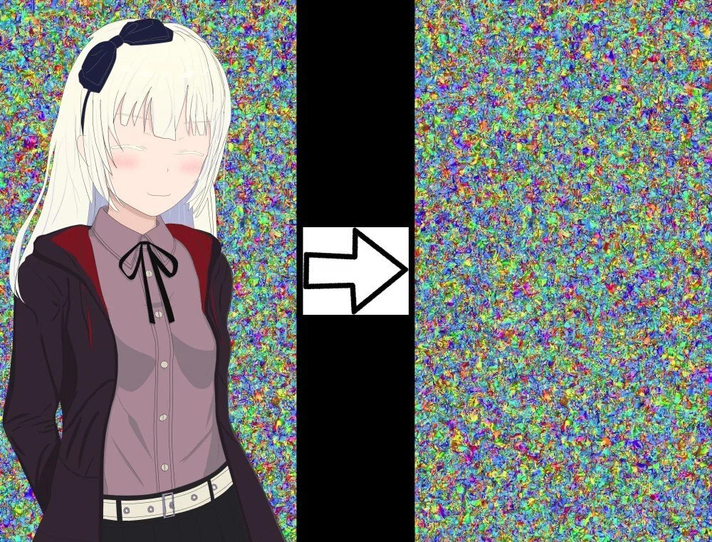 学習素材をただのノイズに変えたときのイメージ画像。もう僕は写っていない