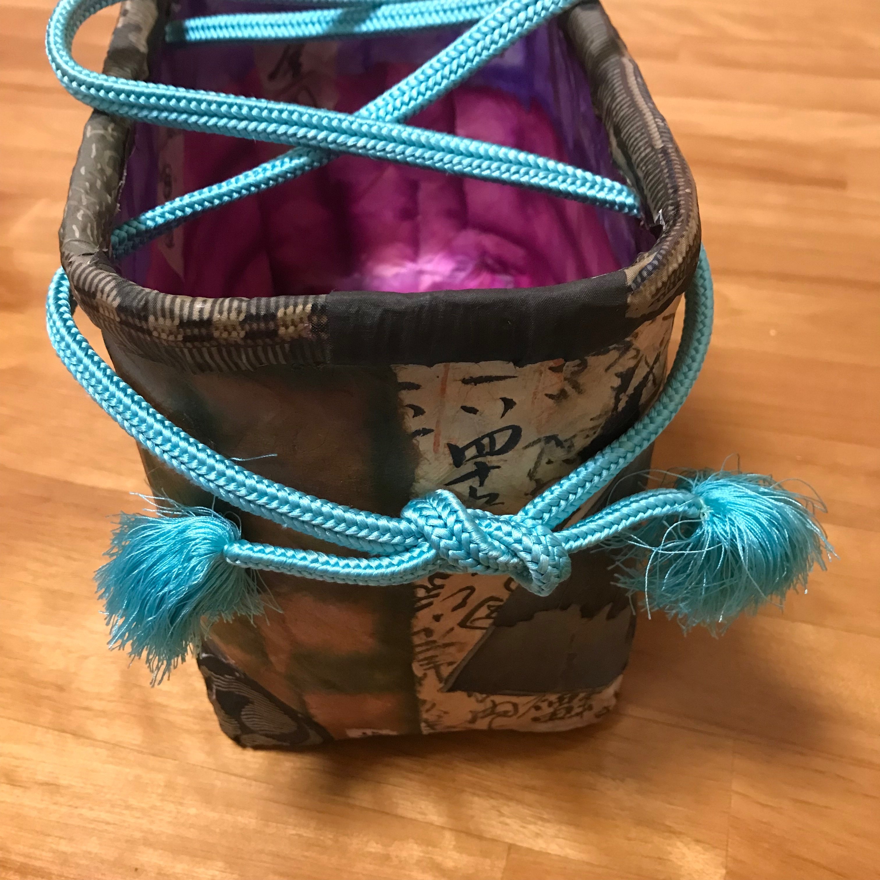一閑張りバッグ　花鳥風月　柿渋　着物　竹籠　ハンドメイド 一閑張りバッグ、入荷しました～一閑張り工房・十貴芽季