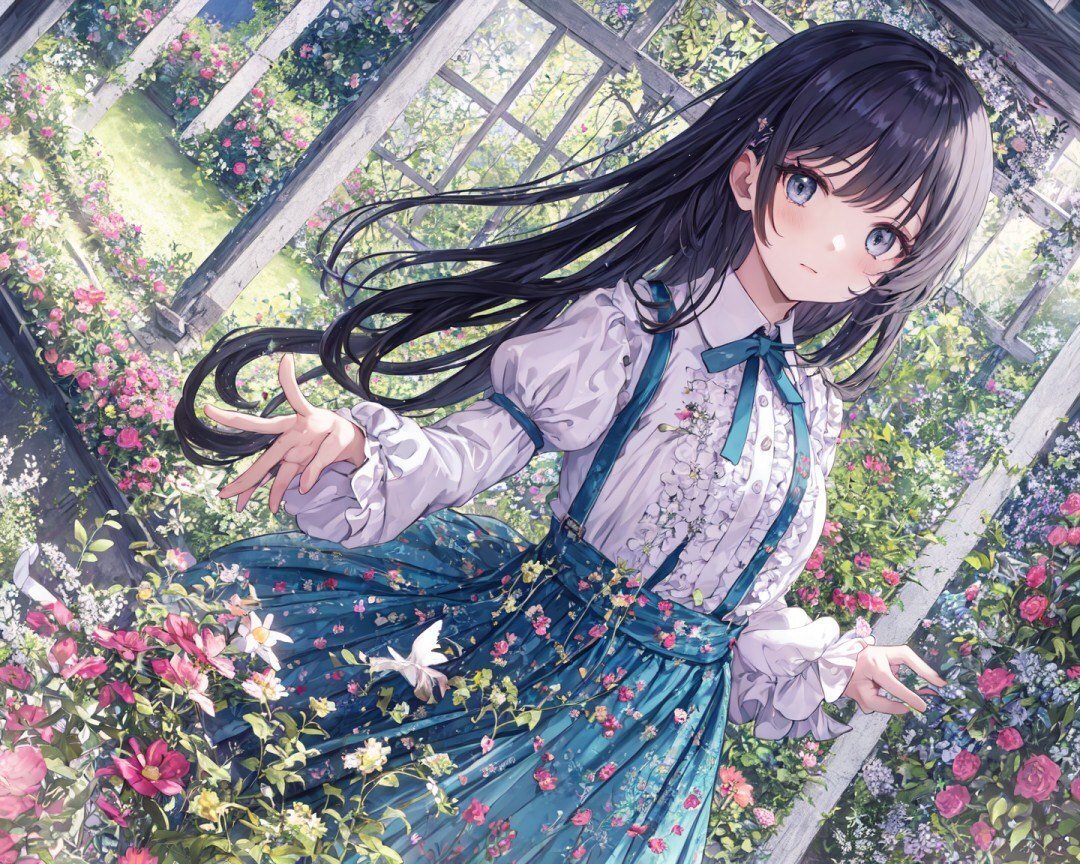 検証中に出た綺麗な画像。お花が宙を舞っている