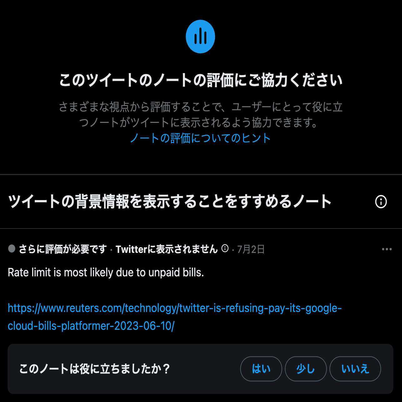 提言：Twitterのコミュニティノート協力者になって「背景情報」掲載の