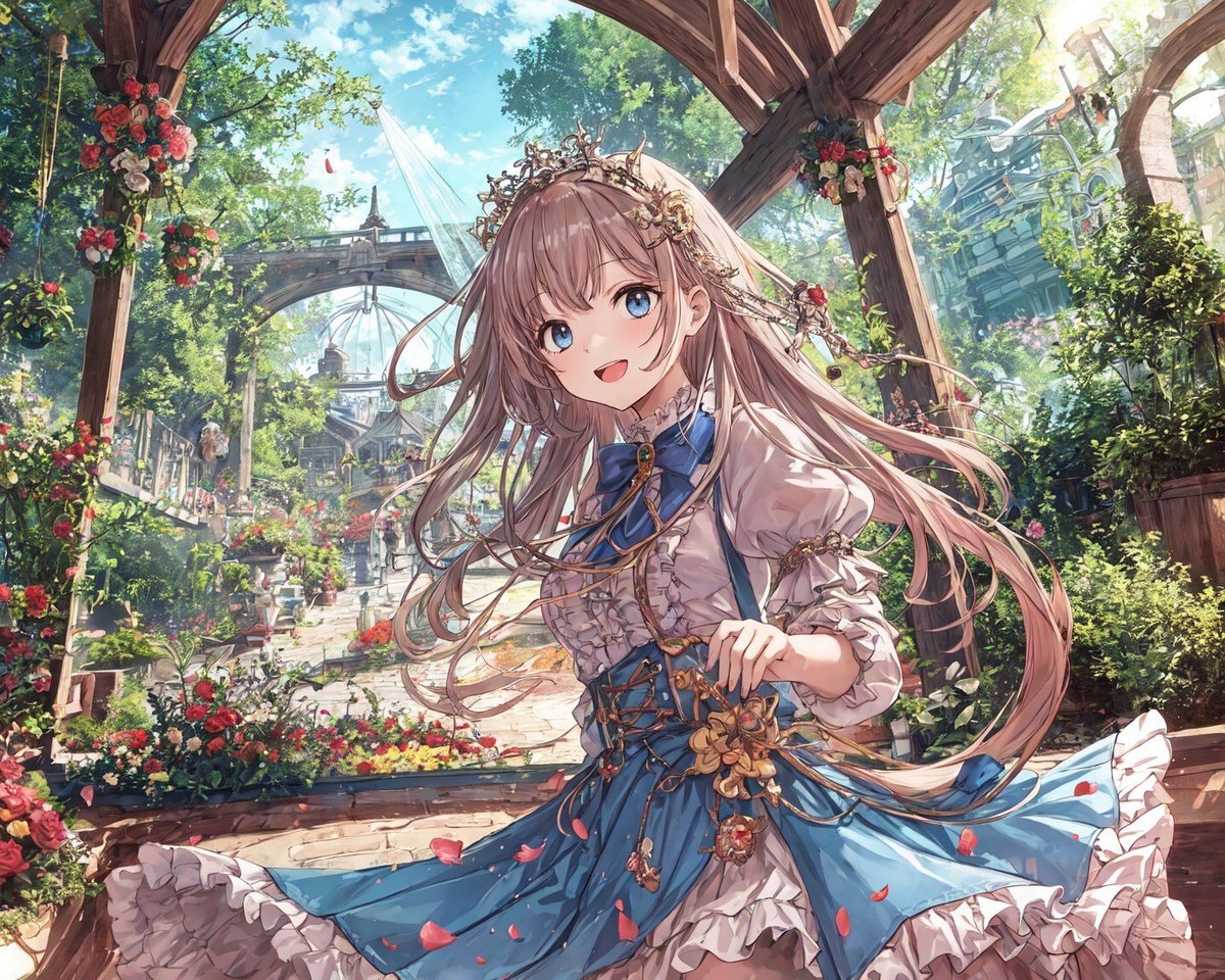 読者を褒めるためのノイズ法作例。アリスドレスっぽいお姫様の写ったイラスト。