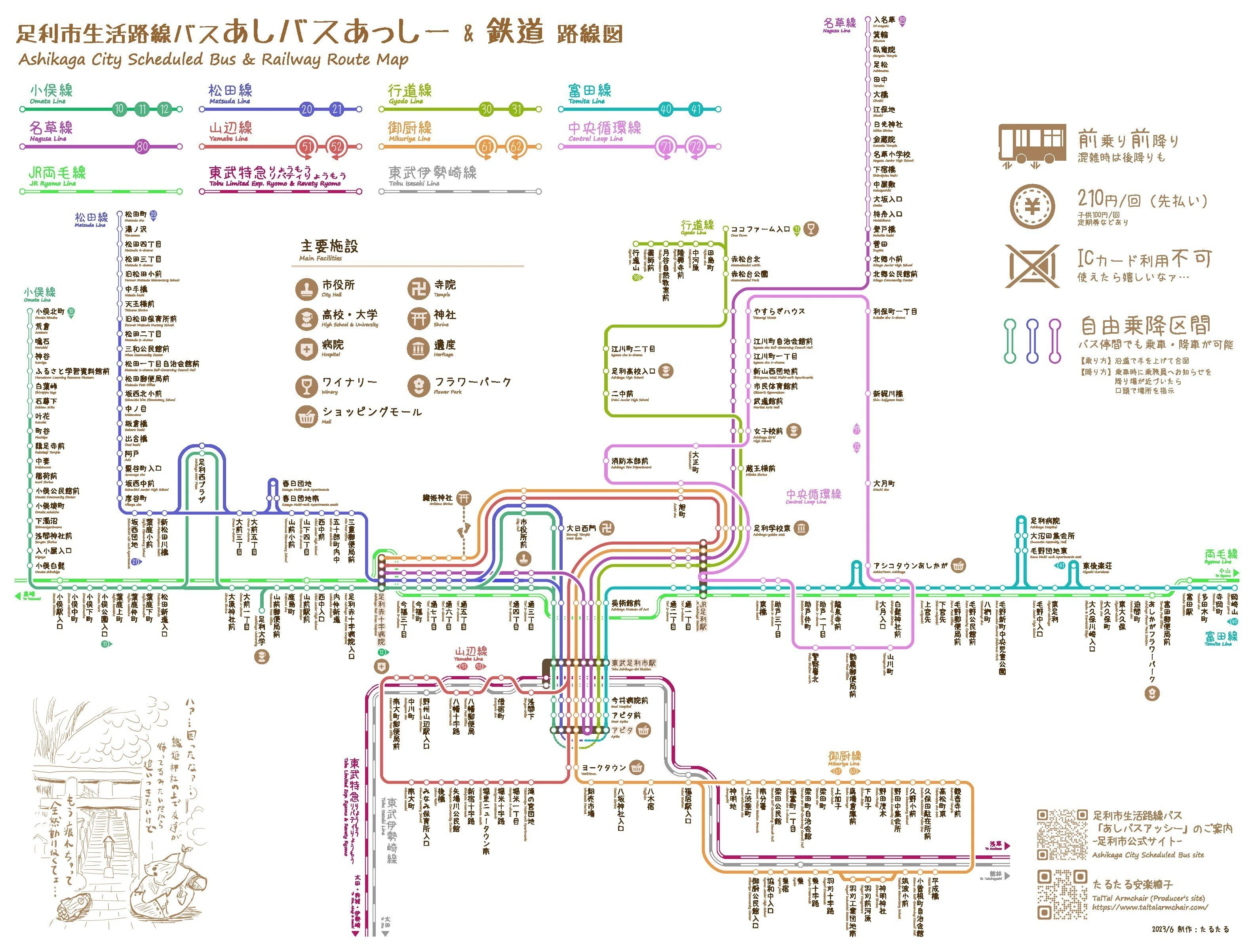 鉄オタ目線で作るバス路線図】ver.2023.06.01 足利市 生活路線バス
