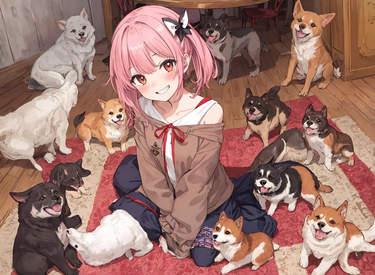 犬カフェの画像。犬が多数描かれている