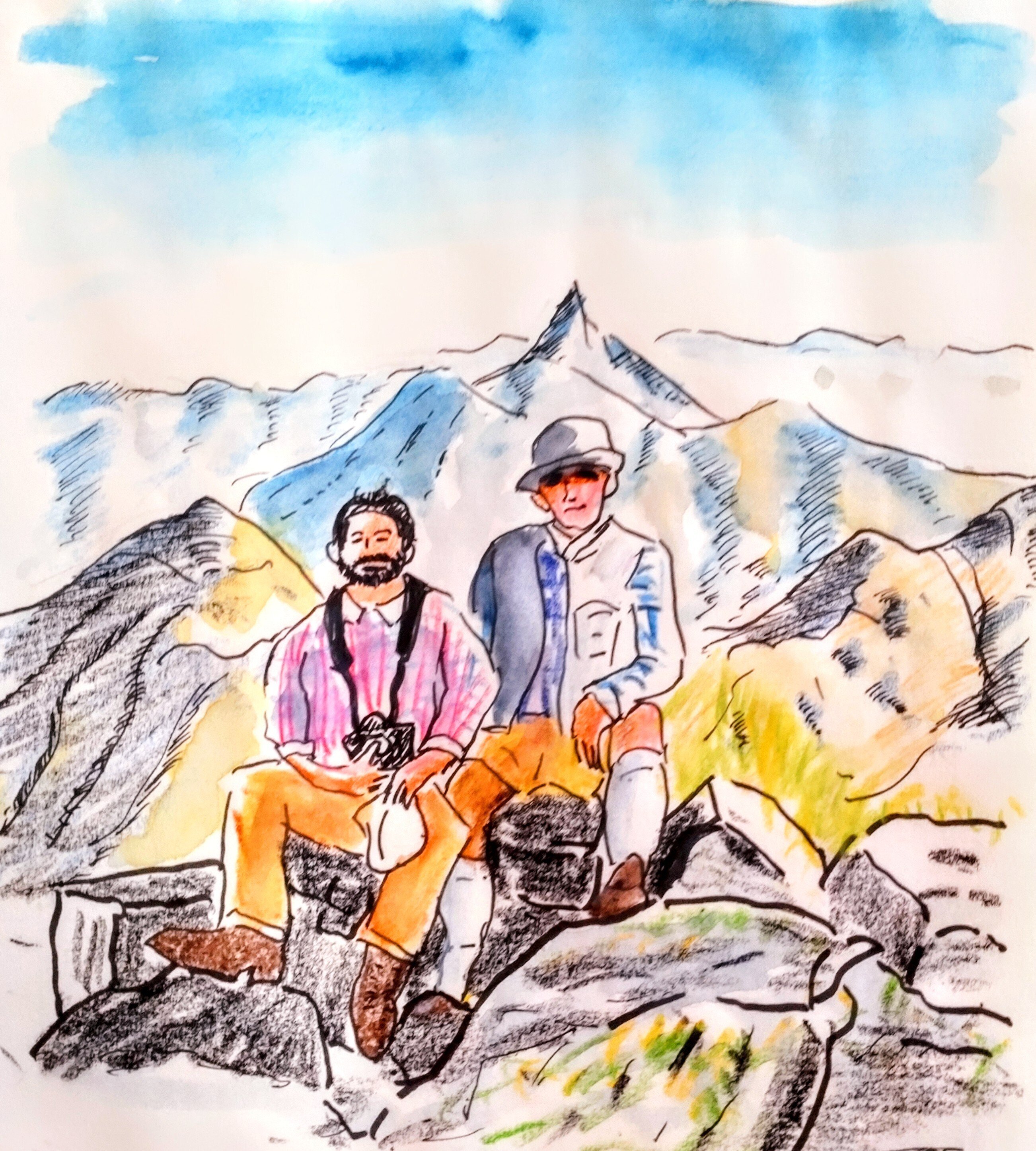 鉛筆画 デッサン　山登りの人　A4サイズ 鉛筆画 デッサン 山登りの人 A4サイズ 顔」鉛筆デッサン 人物