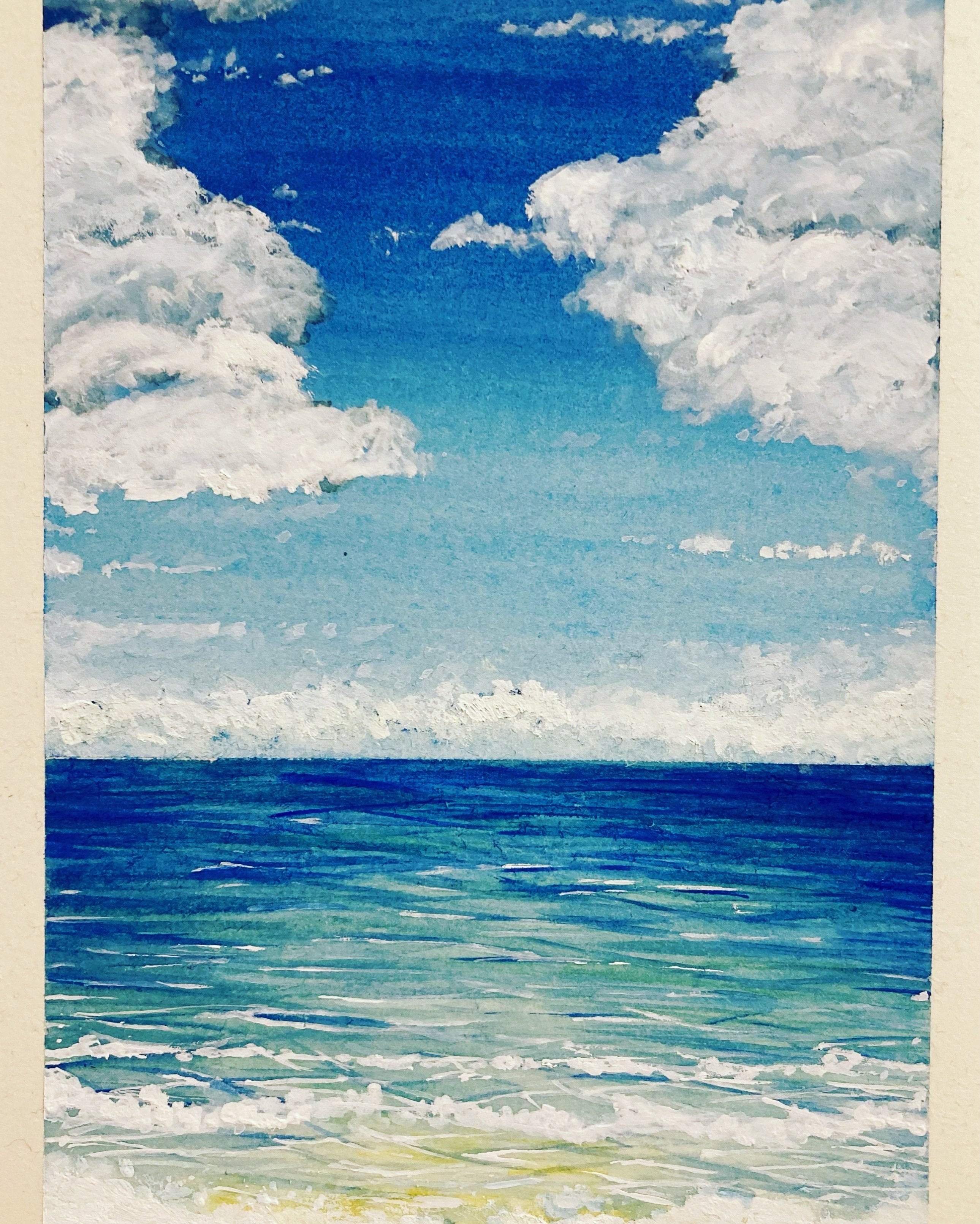 透明水彩イラスト描きました〜海〜｜青りんご@創作