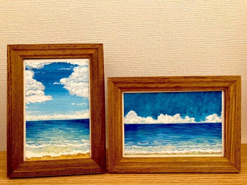 透明水彩イラスト描きました〜海〜｜青りんご@創作