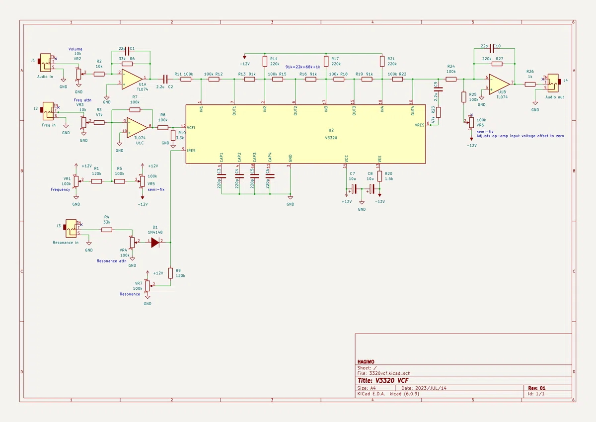 $8 V3320 VCF - DIY Eurorack Modular Synthesizer｜HAGIWO/ハギヲ
