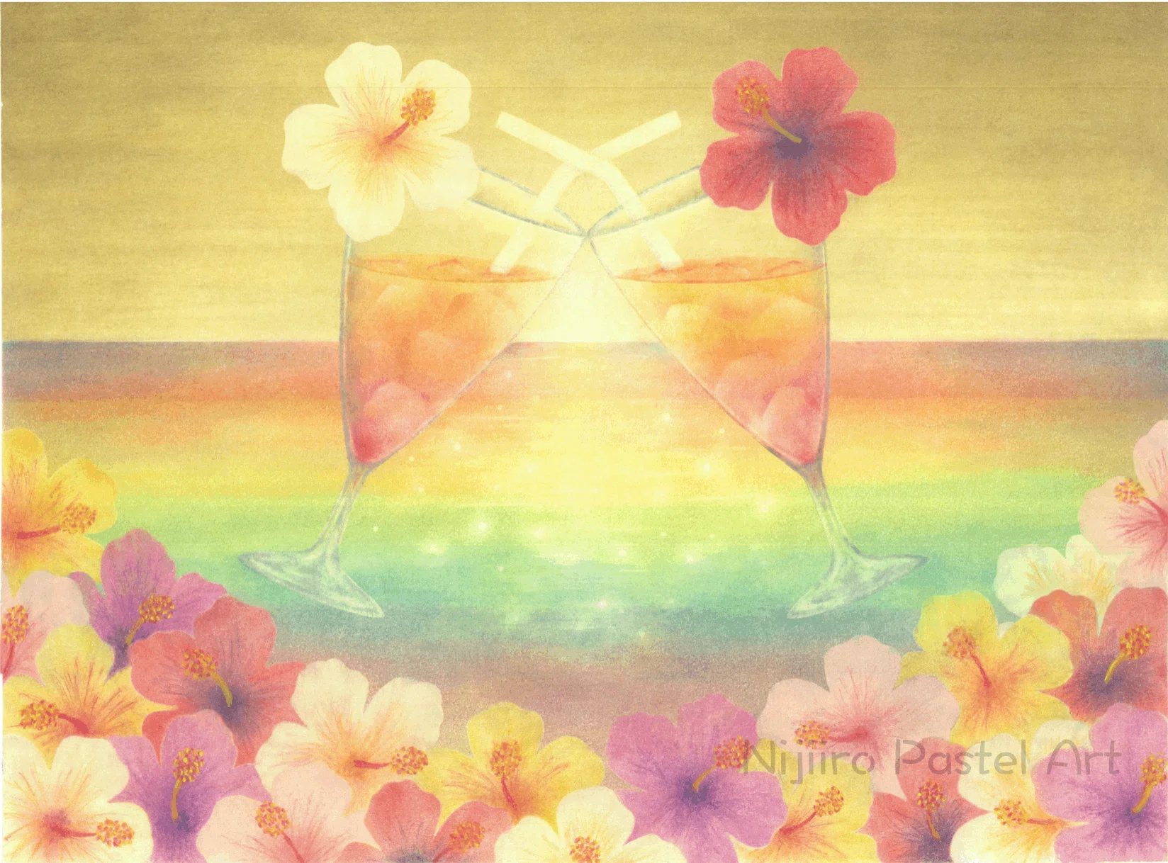 パステルアート 『虹色の休日』｜KAORI
