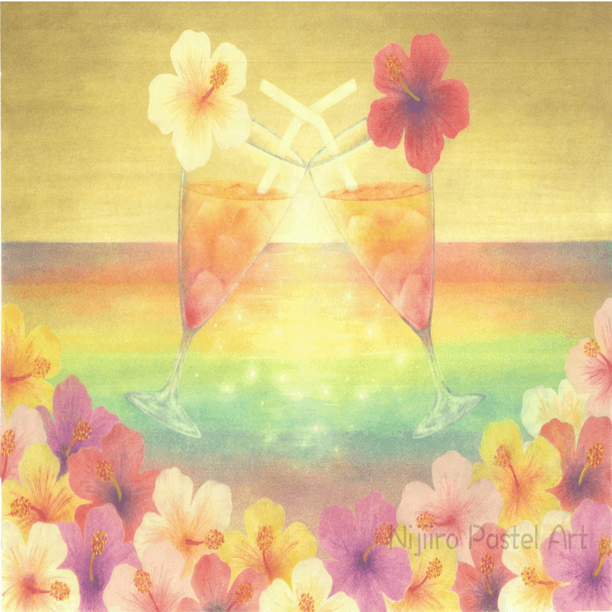 パステルアート 『虹色の休日』｜KAORI