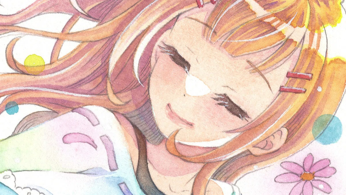 透明水彩】花と女の子イラスト制作過程｜わたりしゅうこ