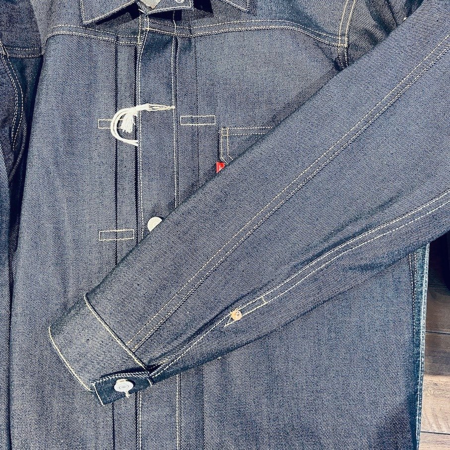 Levi's グレー デニムジャケット 袖部分 ラムレザー スカル