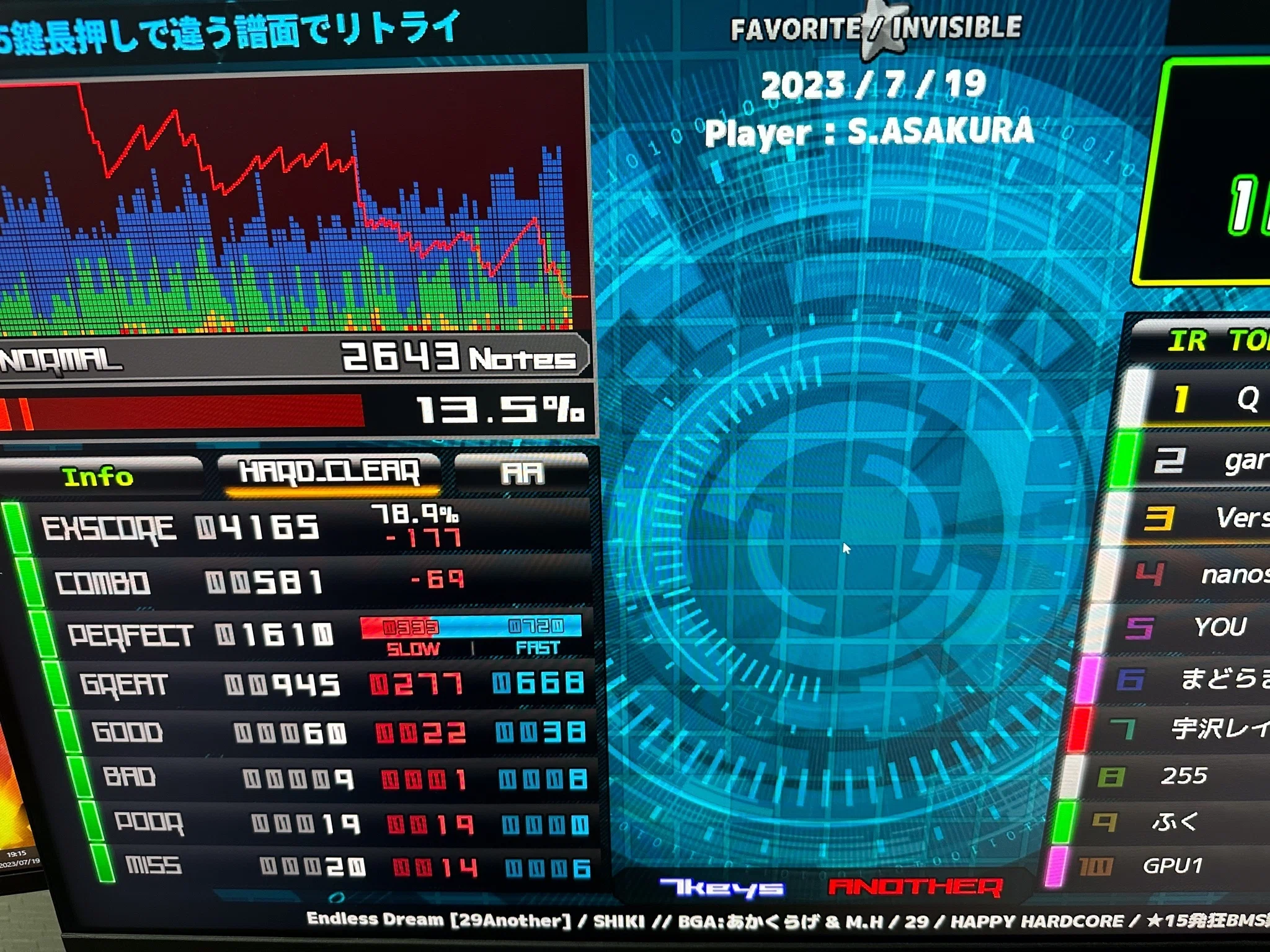 IIDX】月次プレイ記録 2023年7月｜朝倉千仙