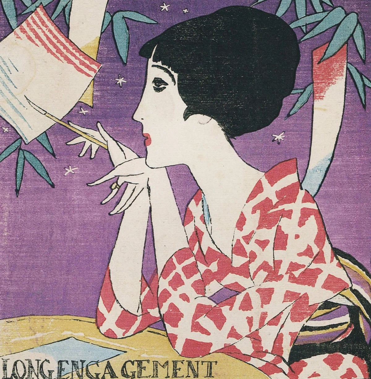 ◇【真作保証】希少1919年頃(大正8年) 額装◇竹久夢二/お葉 水墨画 詩 