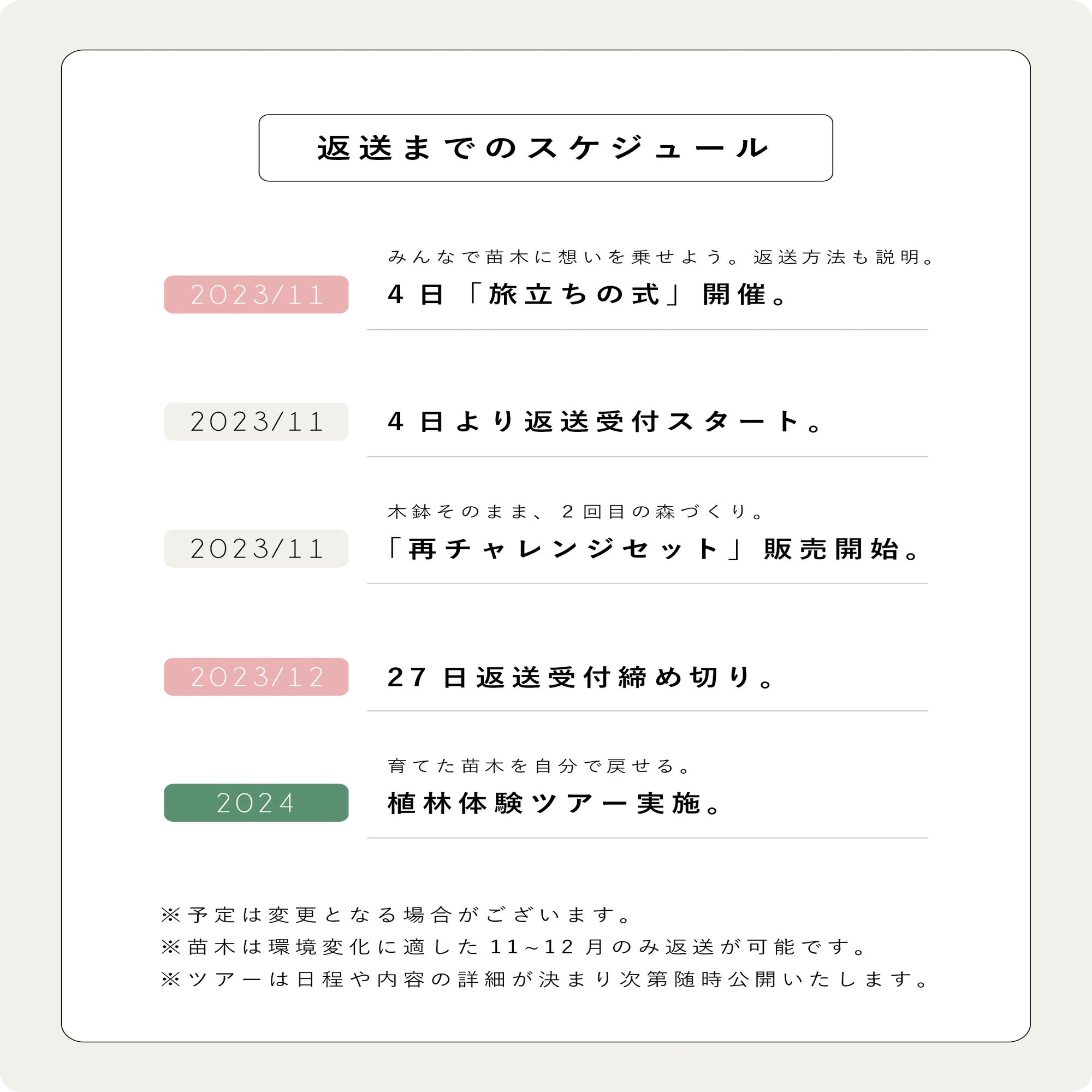 MODRINAE | 苗木の返送方法。｜MODRINAE | 木と生を共有する。