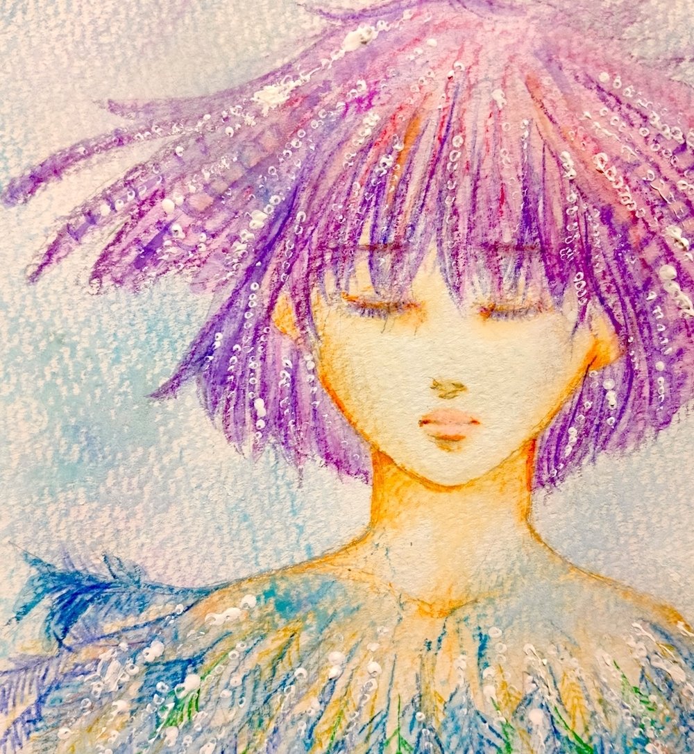 水彩「虹色のガラス」｜sato ichinokawa