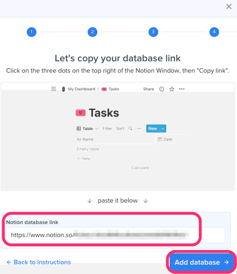 リンクを貼り付けて「Add database」をクリック