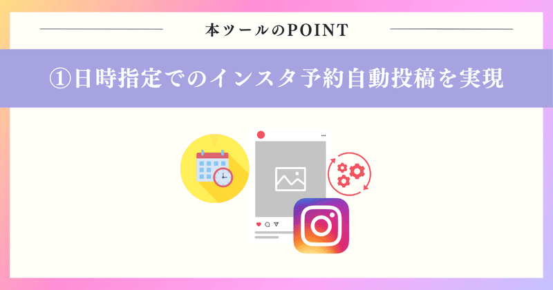 POINT1：日時指定でのインスタ予約自動投稿を実現