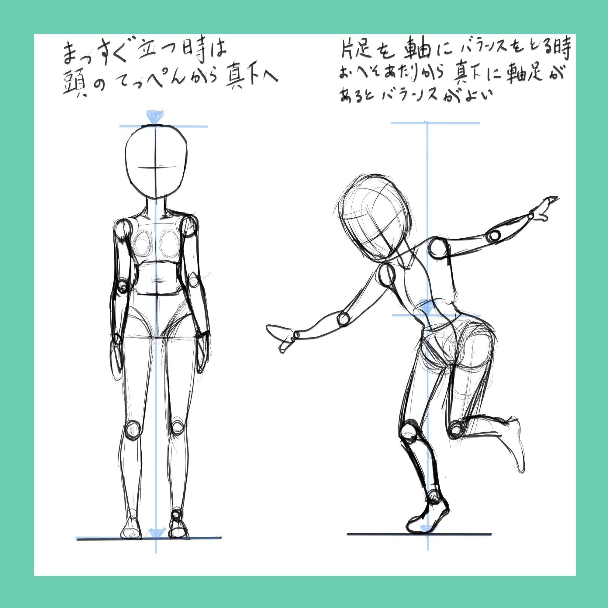 バランスの良い立ち姿の描き方｜もこめ🖋️イラストレーター
