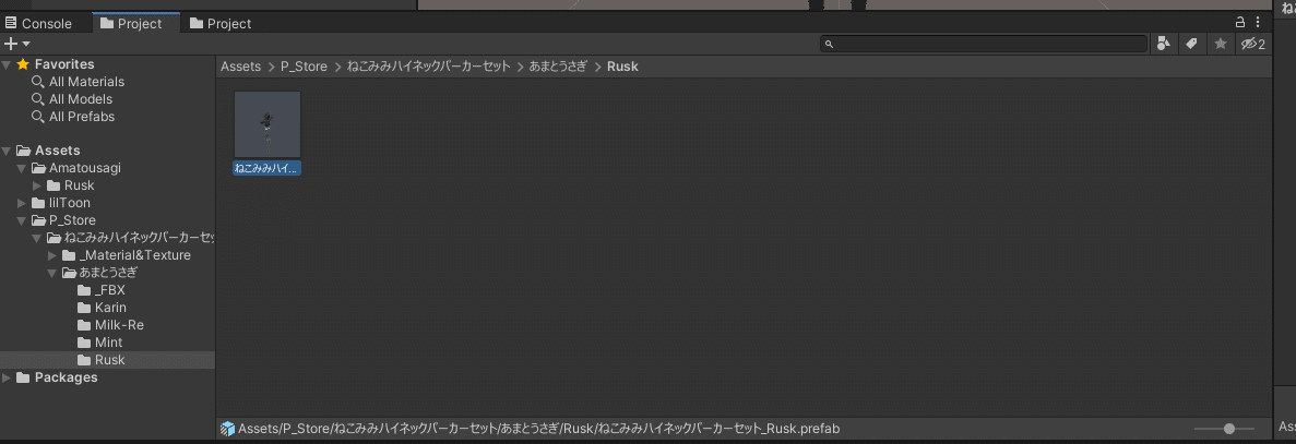衣装のはいっているフォルダ