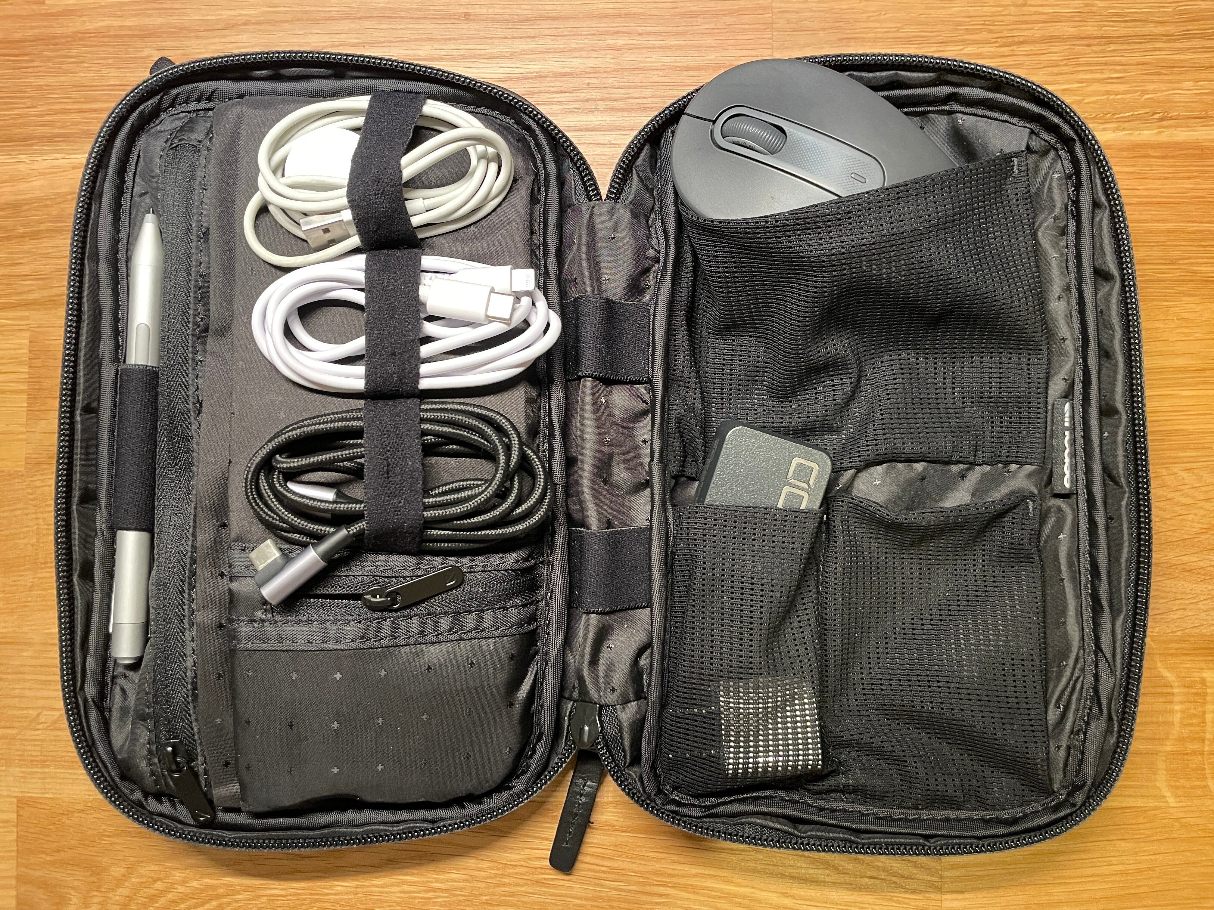 大容量 ガジェット トラベルポーチ 180°開口 黒 ブラック ポーチ