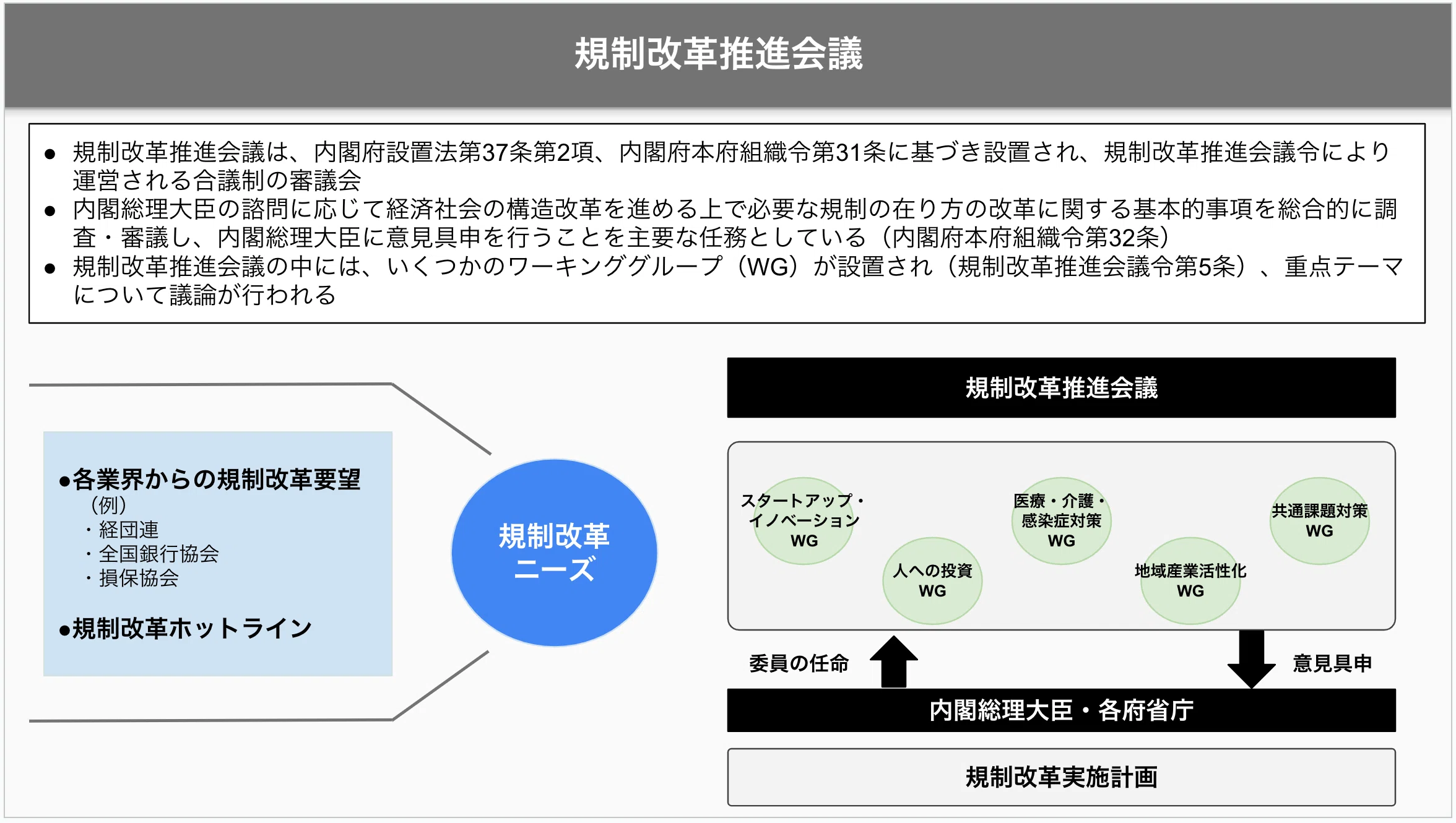 新規ビジネス促進制度：グレーゾーン解消、サンドボックス、国家戦略