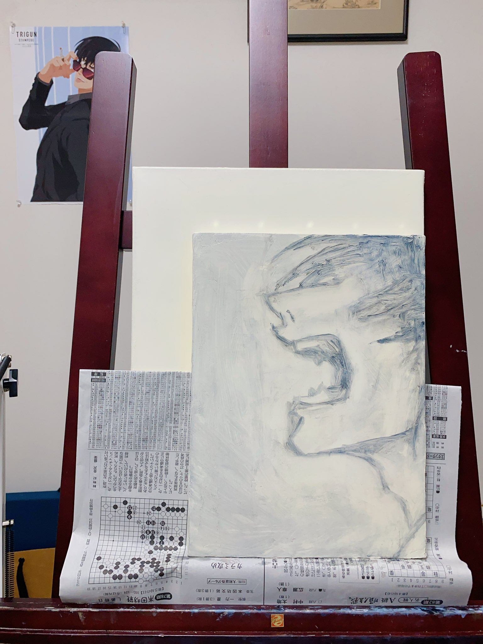漫画絵の油絵模写 制作過程｜banka