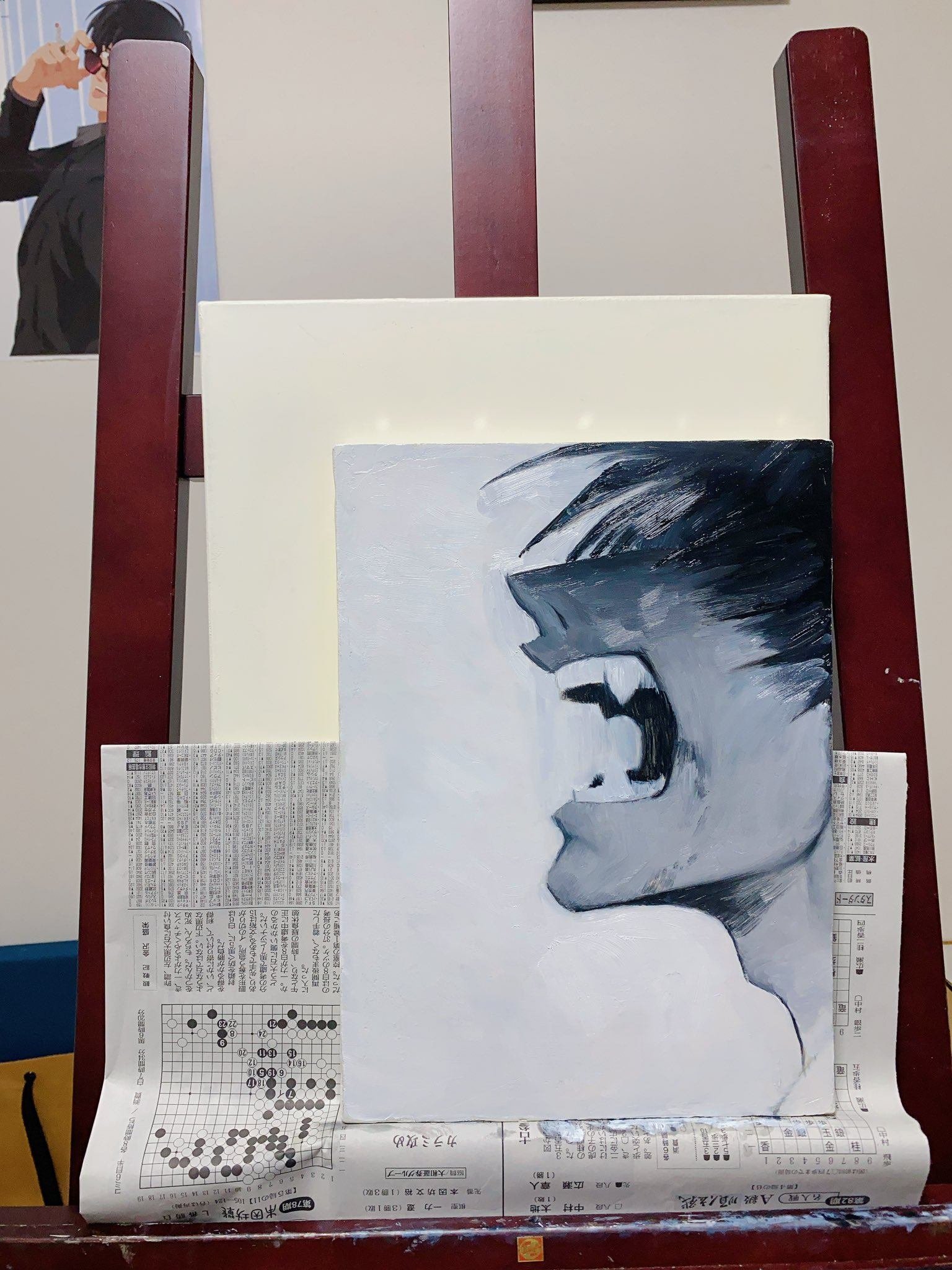 漫画絵の油絵模写 制作過程｜banka