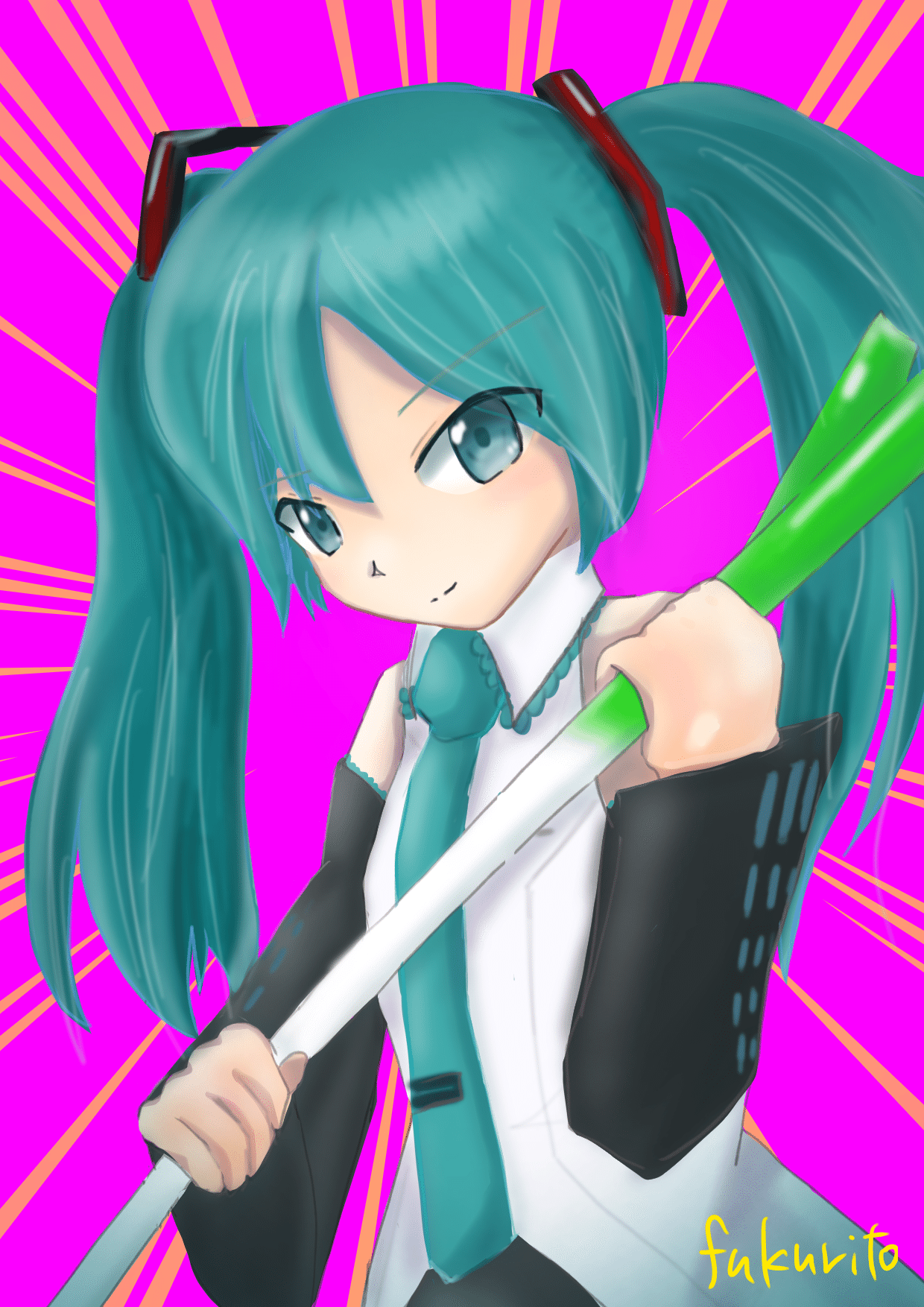 ネギで闘うミクさん｜ふくりと