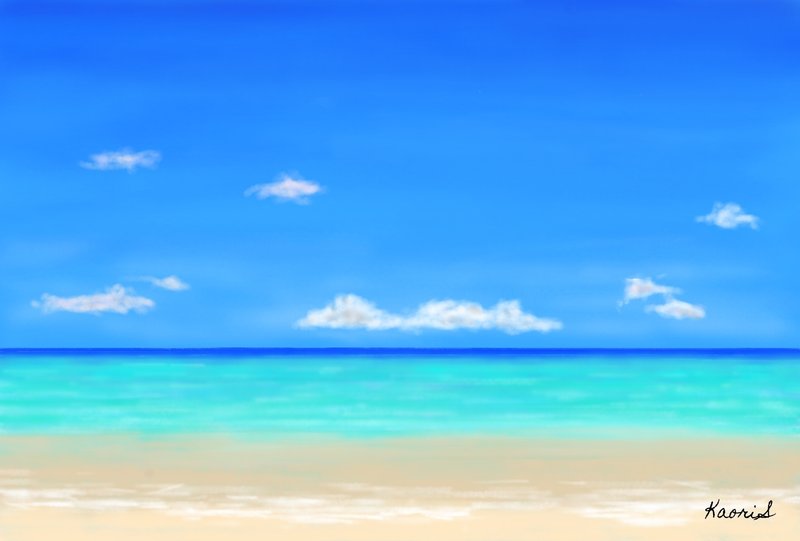 久しぶりのお絵描き。夏らしく海の絵を描いてみました。