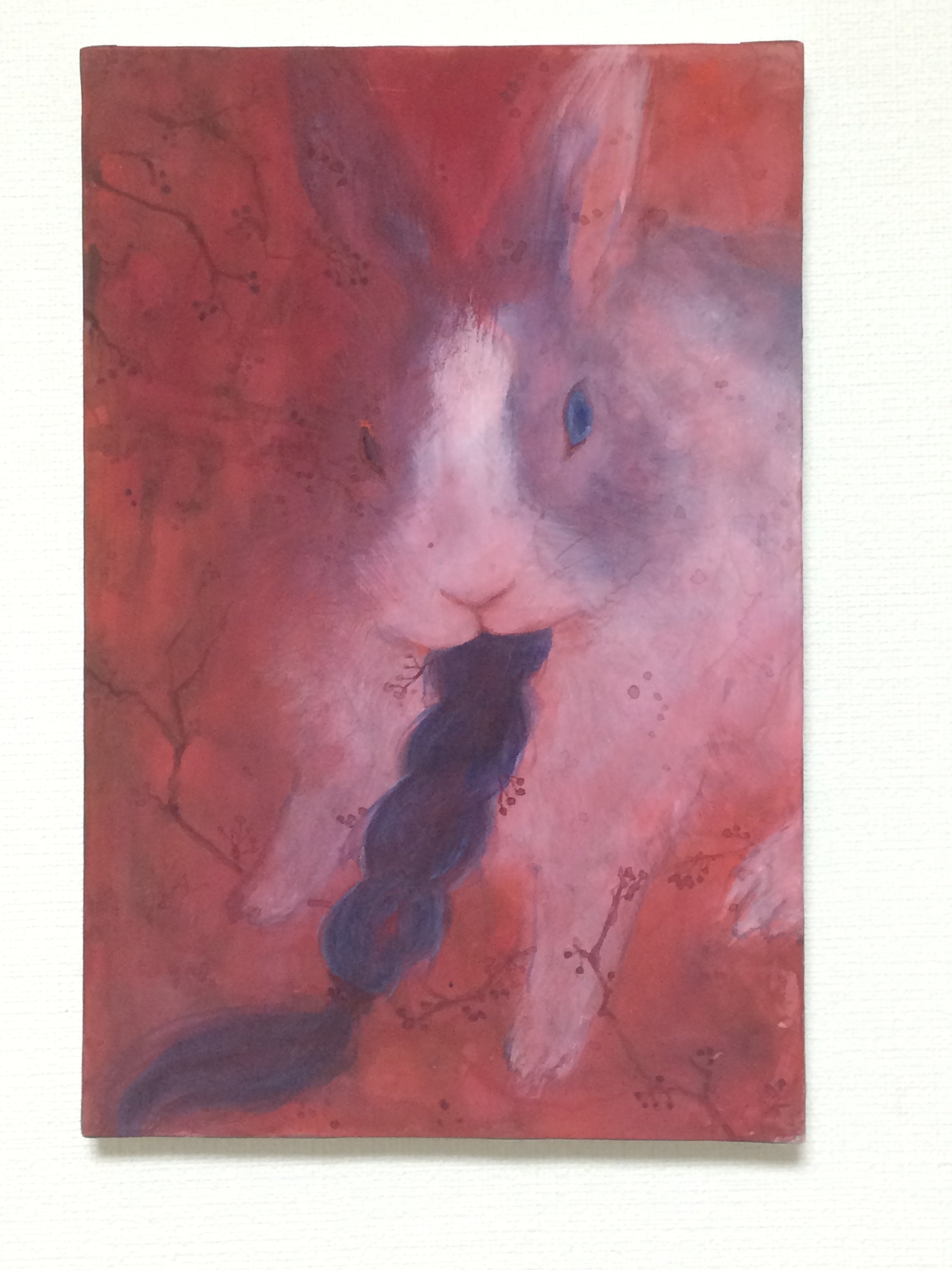 兎の油絵【廃線とウサギ】1点物の原画◆作者サイン入り 絵画 アートポスター うさぎの横顔 F4サイズ 01 Art_mao その他